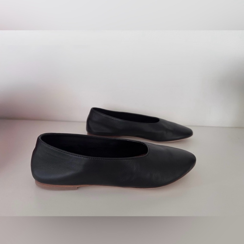 $350 STAUD Alba Black Soft Leather Ballet Flats Shoes Size 37 7 New in Box NIB 6